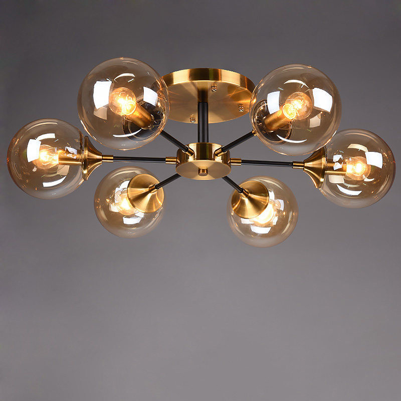Modern Parlor LED Chandelier Smoke grey/Clear Glass Dining Room Bedroom Pendant Lamp(WH-MI-429)