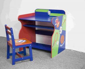 Toddler Wooden Sports Themed Study Desk Chair Set