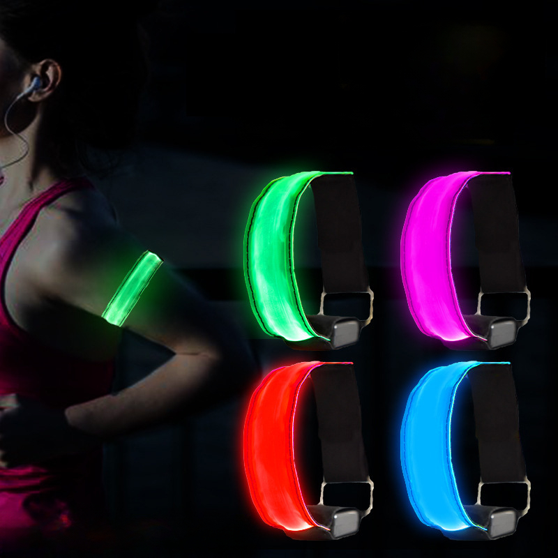Rechargeable led luminous arm with LED reflective bracelet luminous with fun run outdoor sports running lights