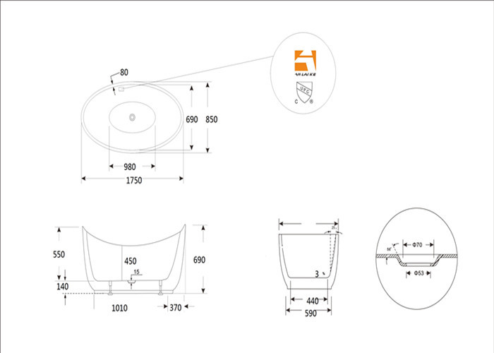 Comfortable Oval Shaped Baths American Standard Stand Alone Tub 2 Years Warranty
