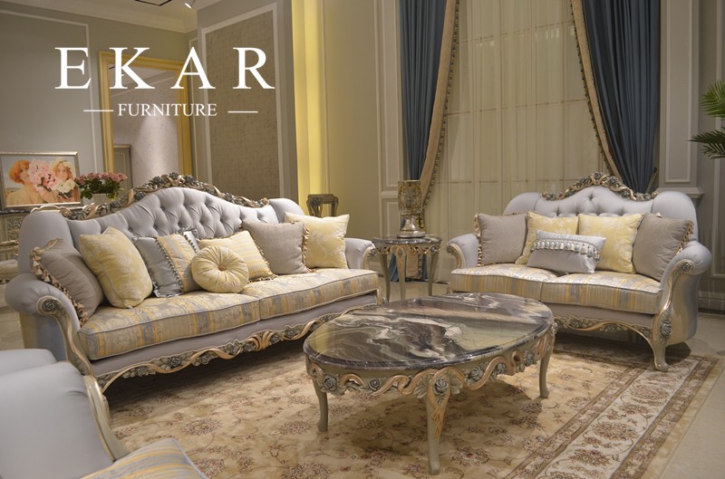 Italian Style Classic Carved Wood Marble Coffee Center Table Living Room Furniture For Sale