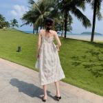 Strap A Line Backless White Midi Beach Holiday Dresses