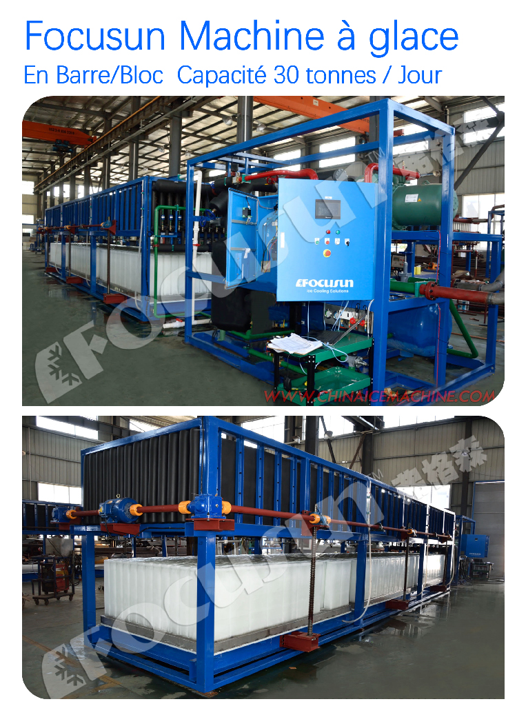 Customized Bar Size Industrial Ice Maker Machine Producing 30 Tons per Day Efficiency