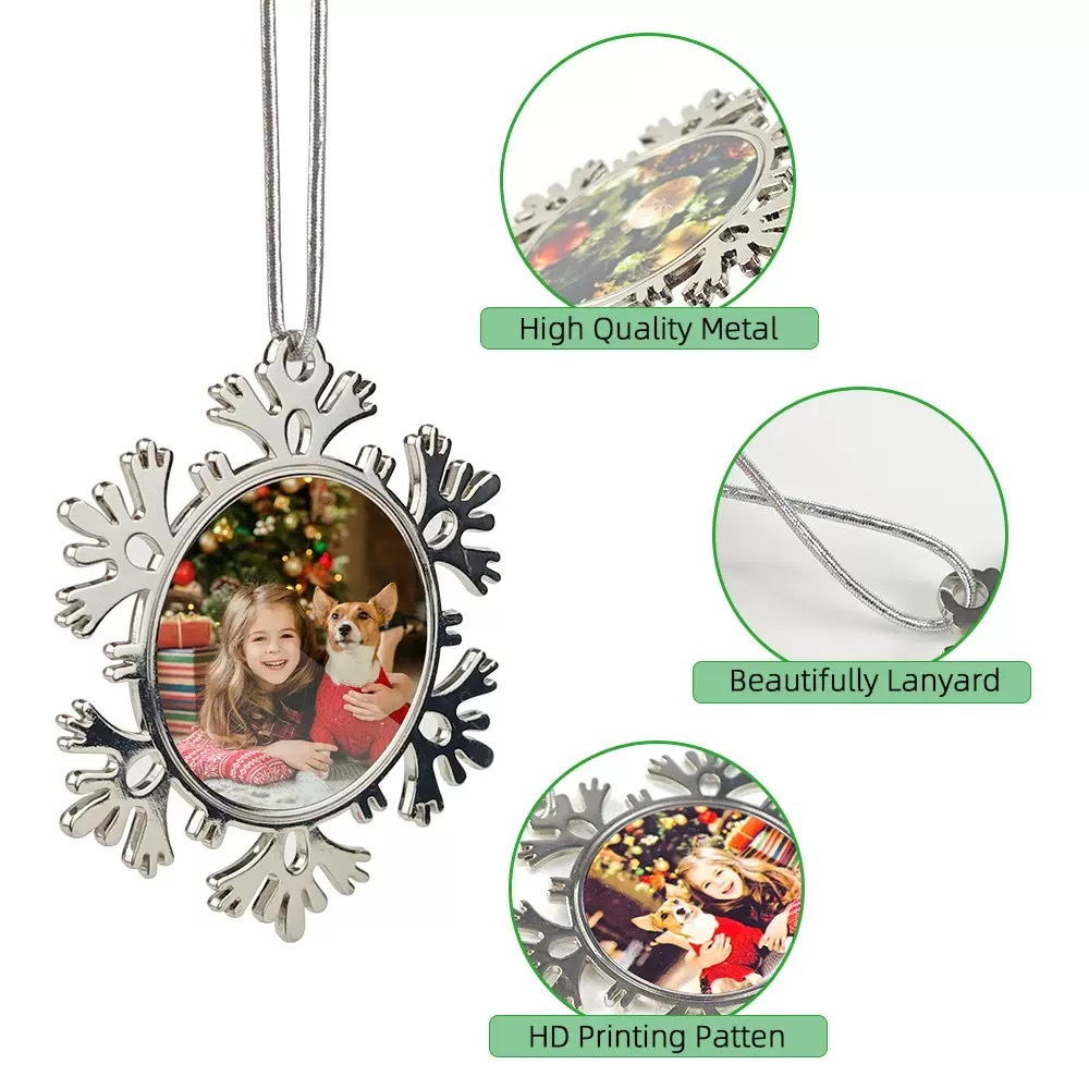 Sublimation Blank Christmas Ornaments Metal Snowflake Christmas Custom Christmas Tree Ornaments
