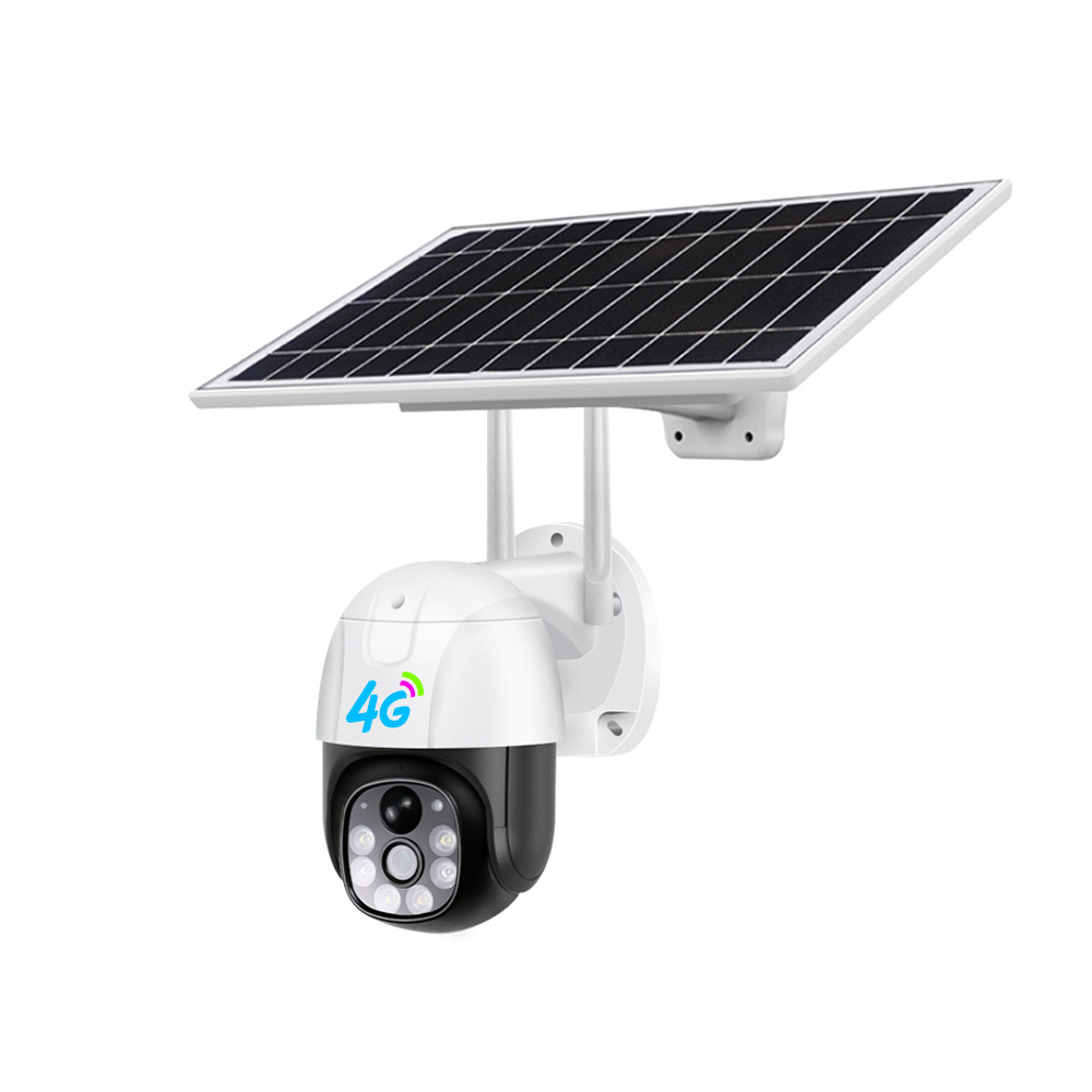 plastic outdoor low power consumption mini 1080P 2MP 4G WIFI PT camera solar security system