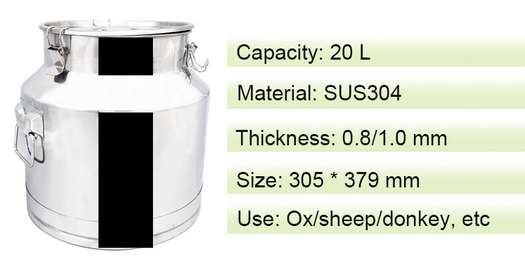 20L Ss201 Stainless steel 1.0mm Thickness Seal barrels milk can