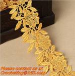 Golden Venise Lace Trim Flower Motif Ribbon Crafts