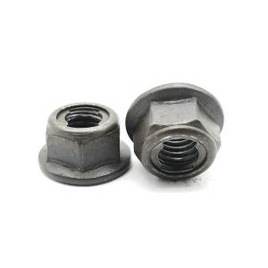 China DIN 6927 Self Locking Flange Nut Medium Strength Steel Black Oxide wholesale