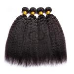 Natural Black Kinky Straight Remy Human Hair Bundles Sew In Weave Bundles