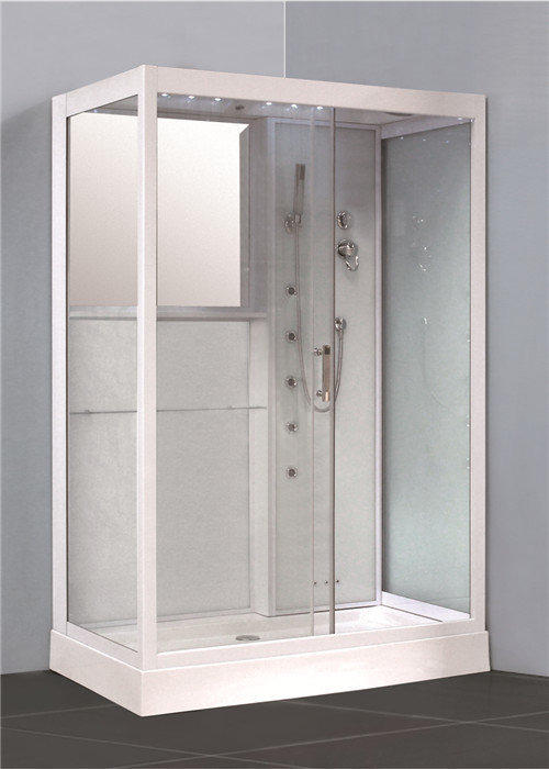 Brass Handle Indoor Glass Shower Cabin Stand Alone Shower Cubicles With Radio