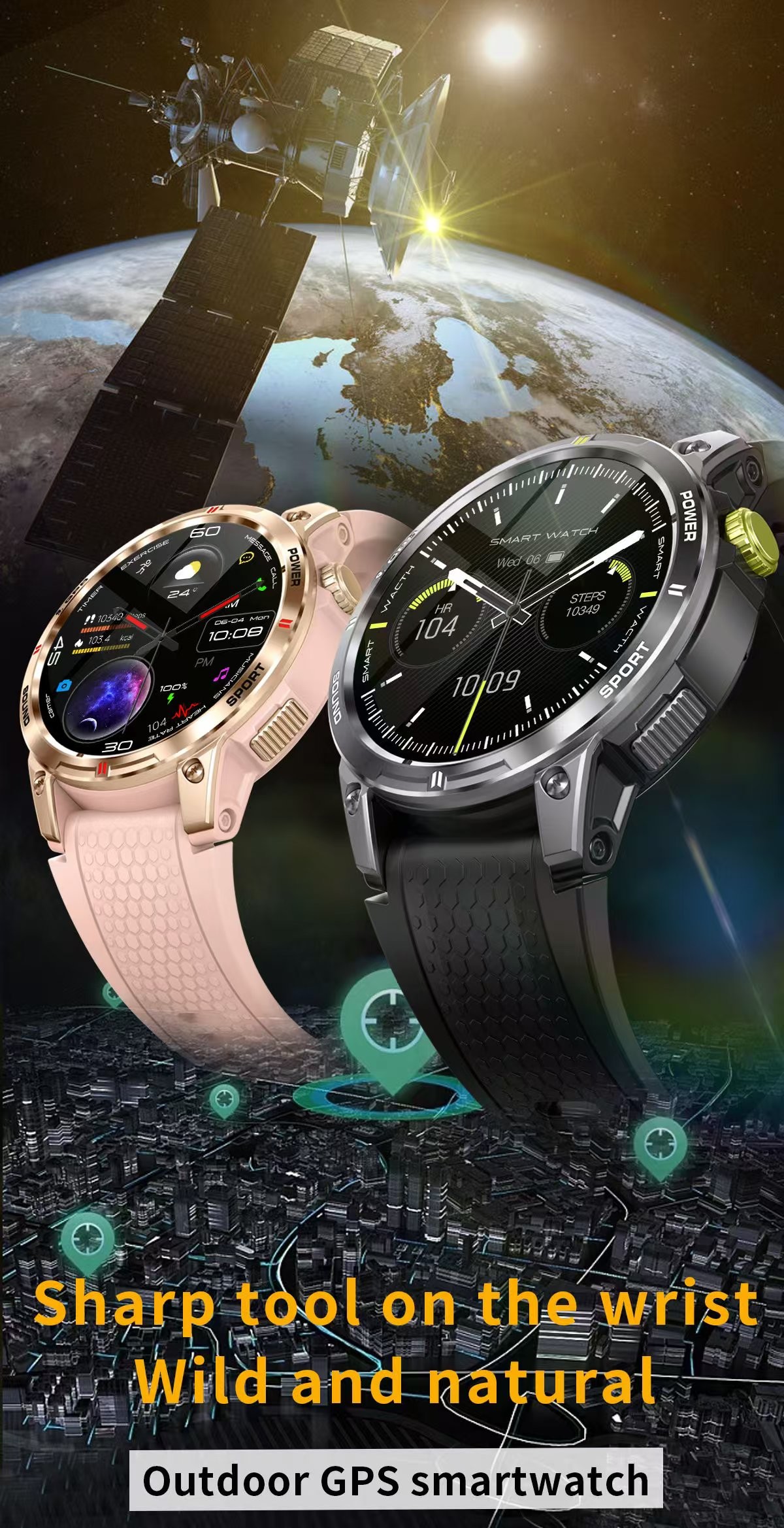 NX18 Pro Outdoor sport Smart Watch AMOLED Screen Compass GPS Tracker 400mAh Battery