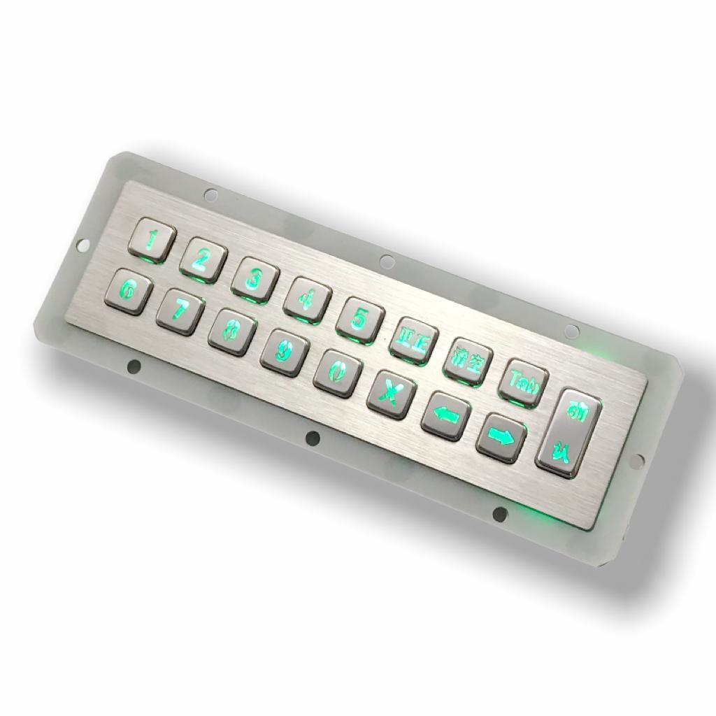 IP65 / IK07 Waterproof USB Stainless Steel 17 Keys Backlit Keypad Industrial Numeric Keypad With Backlit Rear Panel Mounted -40℃