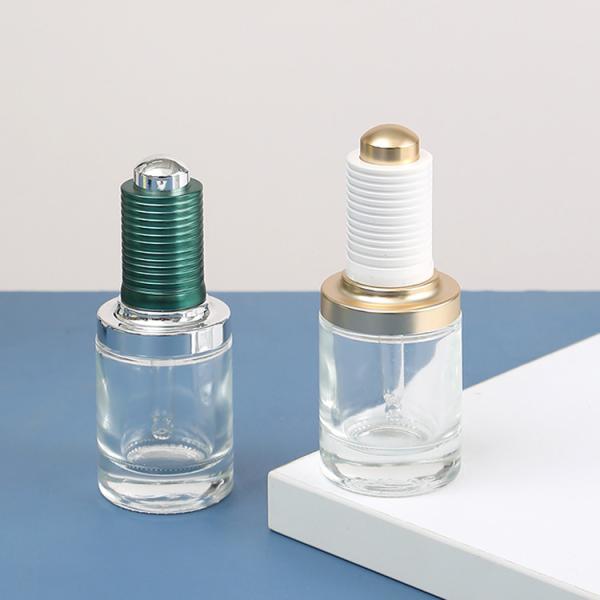 30-50ml Round Clear Dropper Glass Skin Care Oil Bottle with White Push Dropper