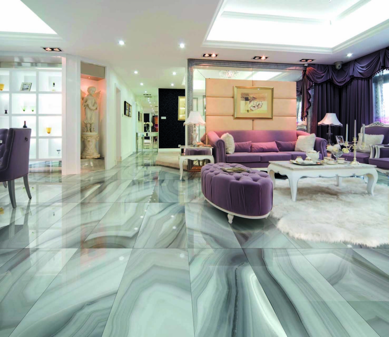 Glazed Digital Polished Porcelain Bathroom Tile For Wall , Floor