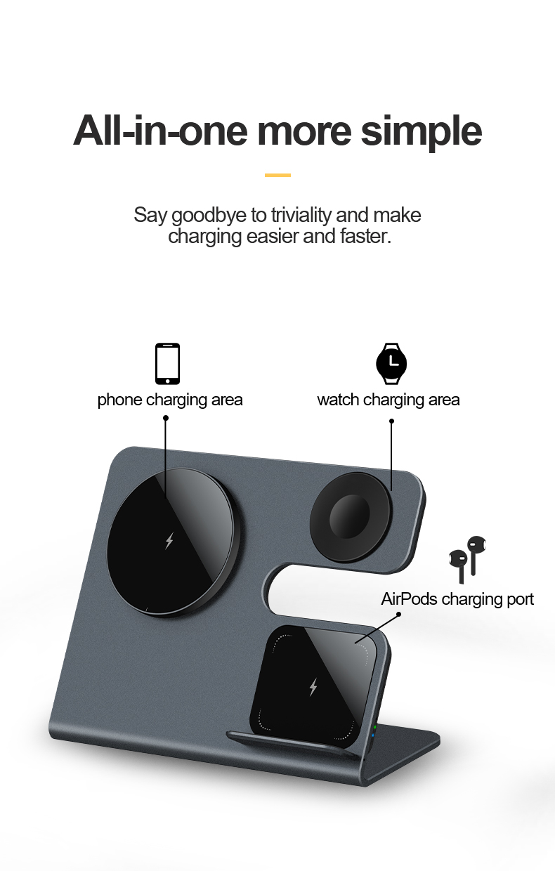 15W Multifunction Fast Charger 3 In 1 Wireless Charger For Iphone 15 14 13 12 Pro Max