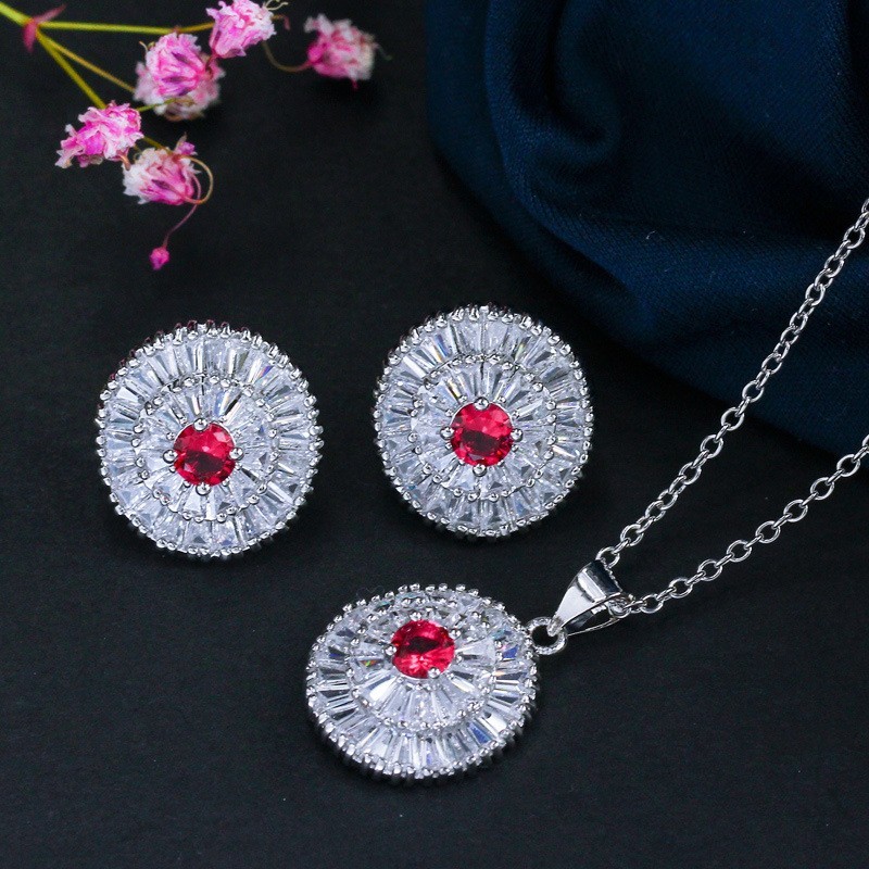 Fashion Luxury Jewelry Set Rhodium AAA Cubic Zircon Cz zircon Necklaces Earrings Jewelry Sets Wedding Set