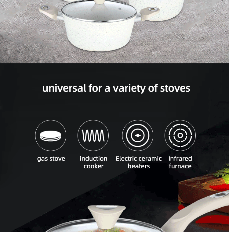 Multifunction 11 Pcs Medical Stone Non Stick Pot Set Cookware Set Aluminum Cooking Pot Set
