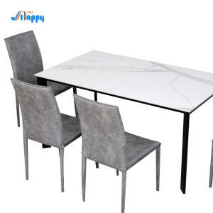 China 850mm Modern Bespoke Ceramic Top Dining Table With Iron Frame DT-1017 wholesale