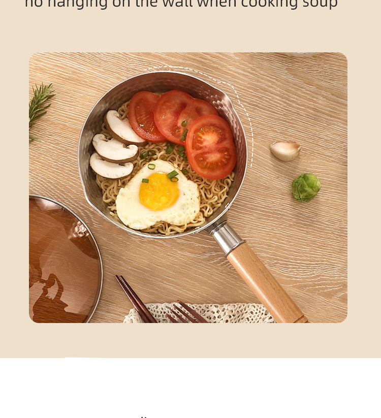 Elegant Hammered Convenient Design Japanese Sauce Pan Traditional With Wood Handle