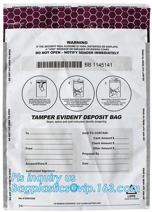 security deposit bags bank deposit bags cash deposit bags, general bank plastic deposit bags supply, Coin and Bank Note