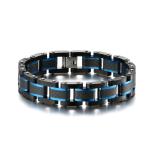 Stainless Steel And Carton Fiber Bracelet Coffee Wood Beaded Men's Jewelry