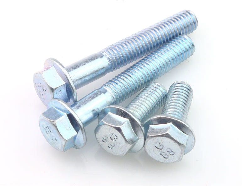 Class 8.8 Steel White Zinc Plated Flange Hex Head Screws Zinc Plated M8 Flange Hex Bolts
