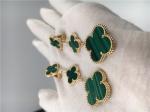 Van Cleef Arpels 18K Gold Jewelry Women's Flower Shape Green Earrings