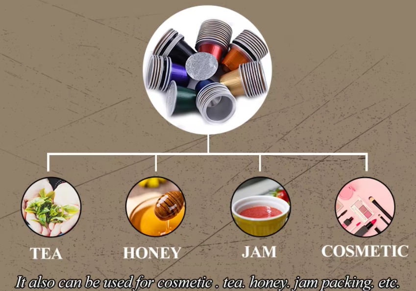 Disposable Capsule Coffee Pods Aluminum Empty Capsule With Lid With Sticker