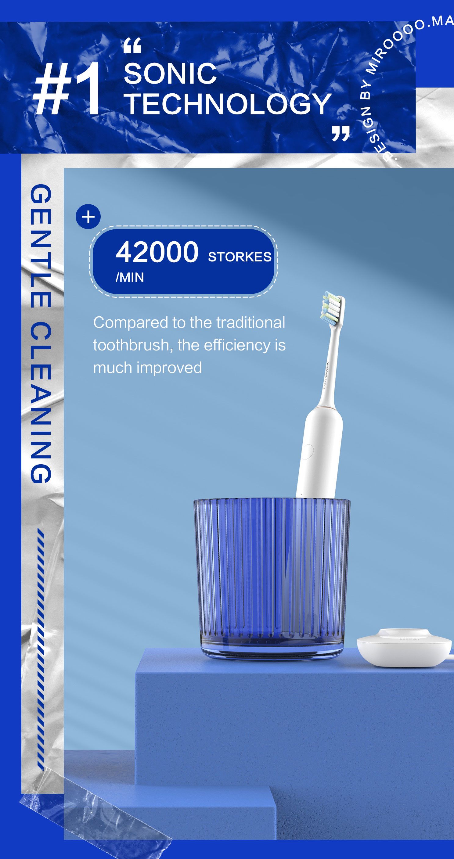 IPX7 Sonic Waterproof Electric Toothbrush Rechargeable Customized Logo