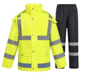 China Reflective PPE Safety Wear Fluorescent Yellow Waterproof Reflective Raincoat Split wholesale