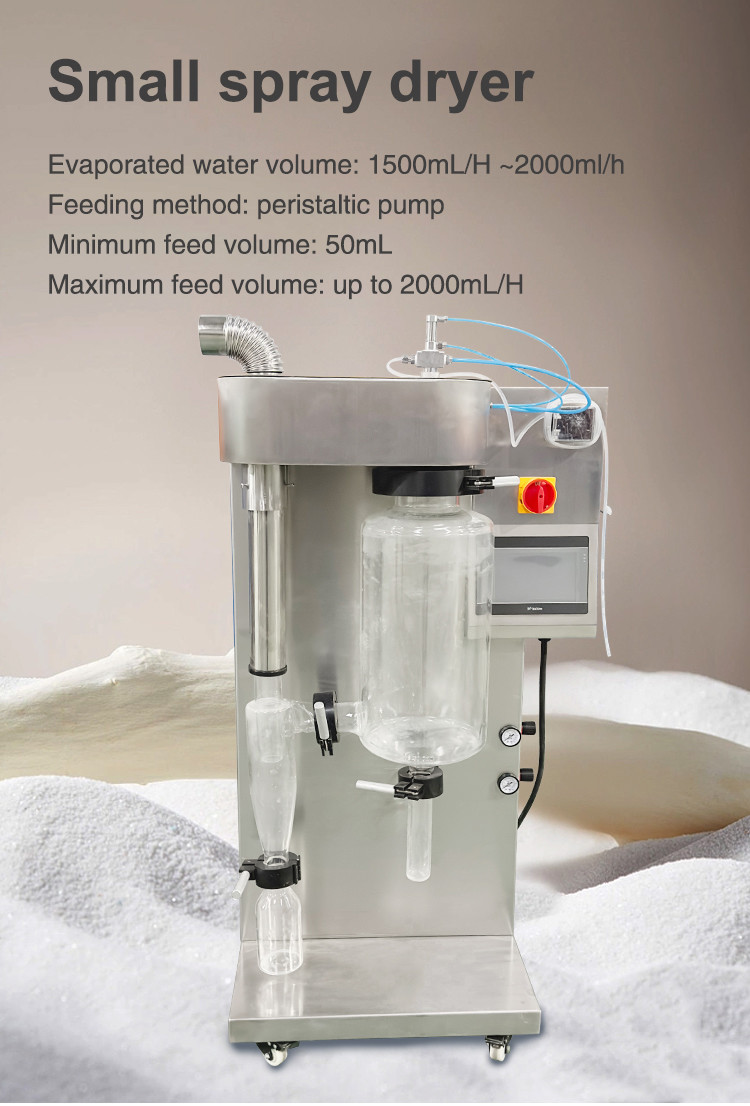 1500ml/H ~2000ml/H Glass Laboratory Spray Dryer for Tomato Milk Coffee Egg Powder Whey