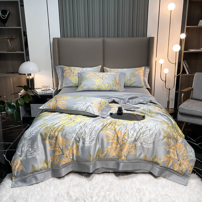 Stylish Tencel Modal Sheet Pillowcase Set with Embroidered Duvet Cover and Pillowcases