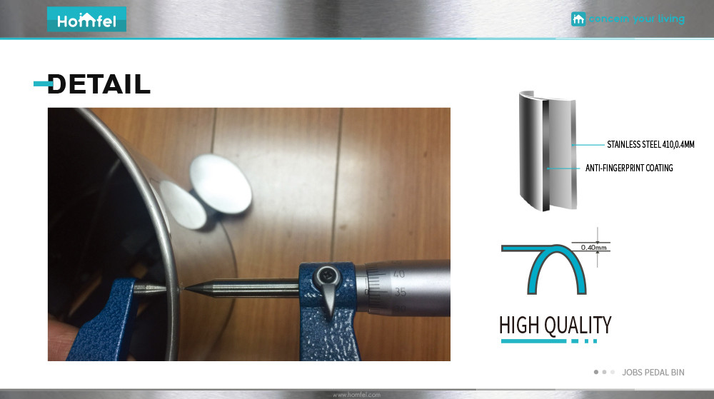 Rolling Cover Type Jobs Pedal Bin Soft Close Stainless Steel Waste Bin for Bathroom and Kitchen