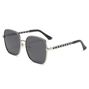 China 144mm Women Polarized Sunglasses , Metal Rim Sunglasses Chain Mirror Legs wholesale