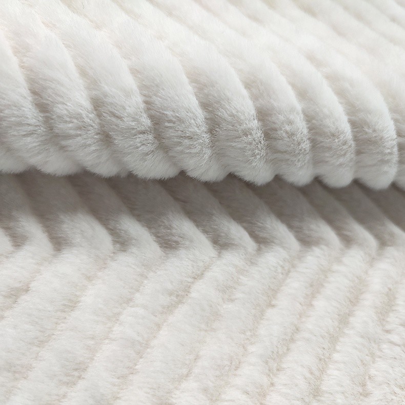 Concise Solid Sherpa Faux Fur Fabric Embossed Rabbit For Sofa Cover