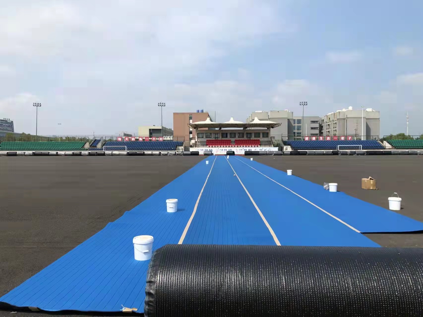 Blue Green Rubber Shock Pad For Artificial Grass Eco Friendly Tasteless