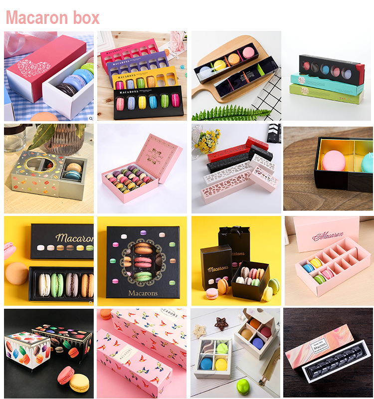 Rectangle Foldable Paper Divider Inserts Box for 12 Macarons Luxury Macaron Gift Box