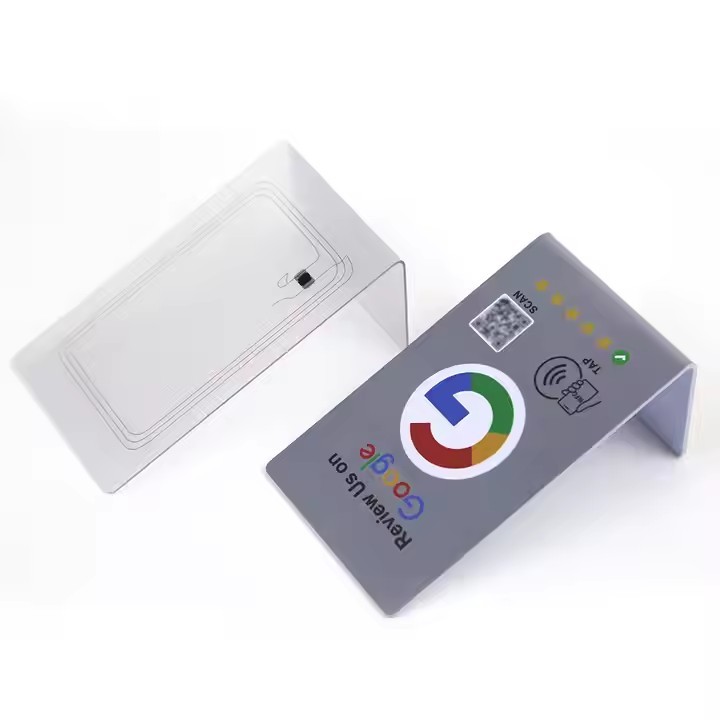 13.56MHz Frequency Custom Printed 10cm Round NFC Business Card Waterproof Google Review Sticker NFC Menu Plate with QR Code