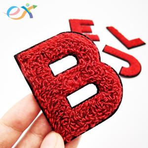 China Sew - On 100% Towel Custom Chenille Patches Embroidery Chenille Letter For Clothing wholesale