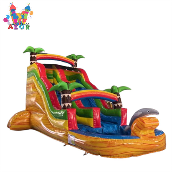 Palm Tree Inflatable Water Slide For Kid Inflatable Slide With Pool
