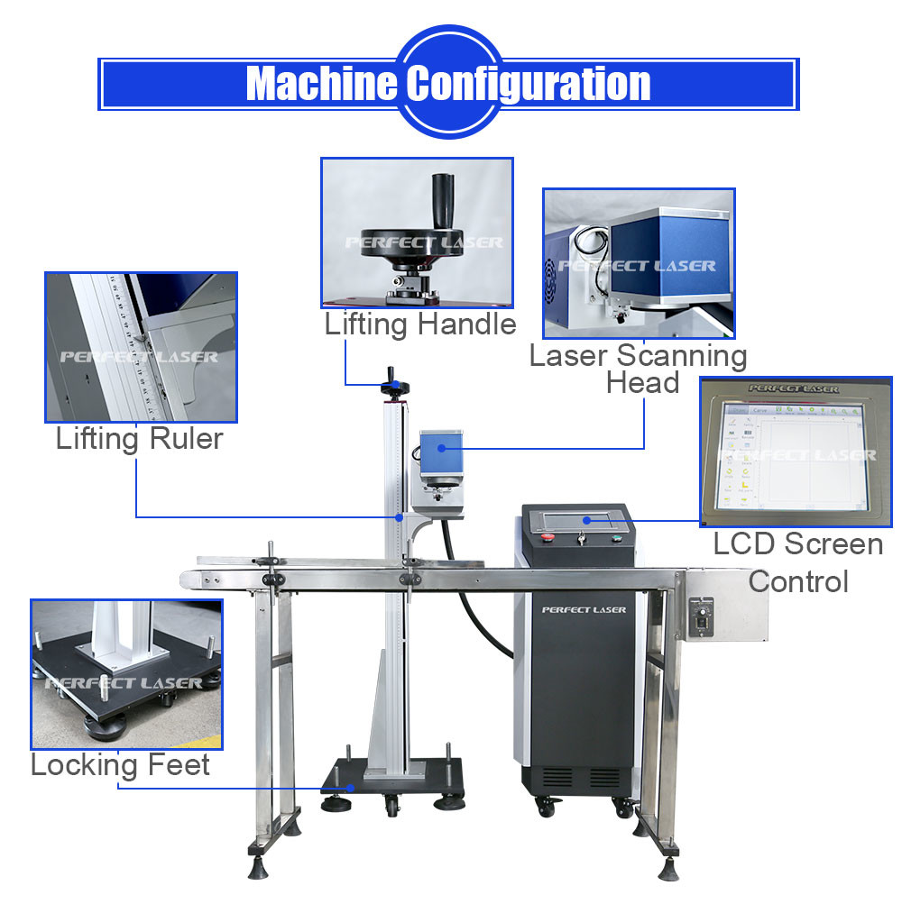 Non Metal Flying Laser Marking Machine Co2 For Acrylic Wood Plastic Leather Jeans