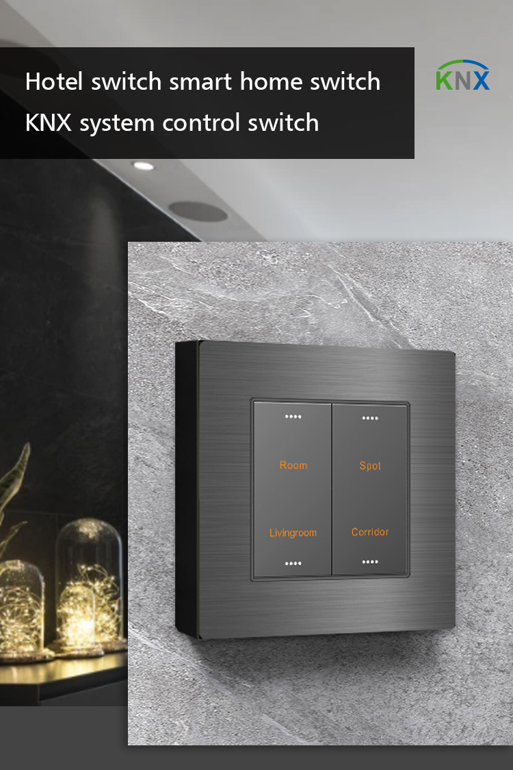 UK Smart KNX Wall Switch , 6 Gang Panel Light Switch Connecting Room Control