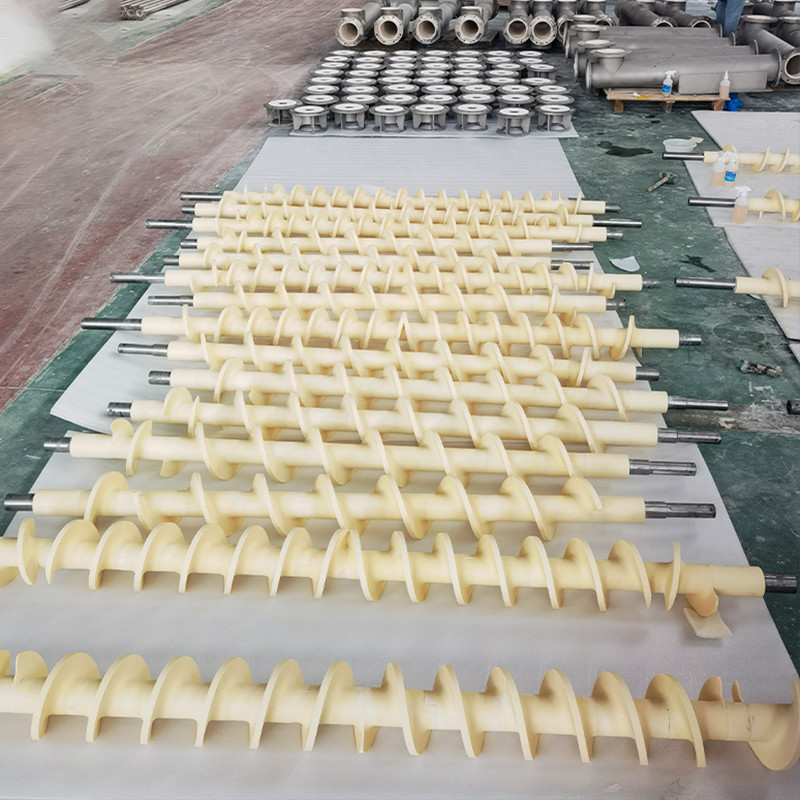 Yellow High Performance Ceramic Screw Conveyor With Alumina Axial Screw Conveyors
