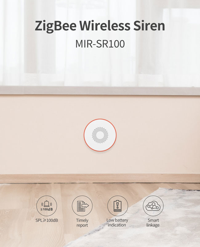 USB Cable Zigbee Siren Alarm 2.4GHz Sound And Light Alarm 80×34.5mm
