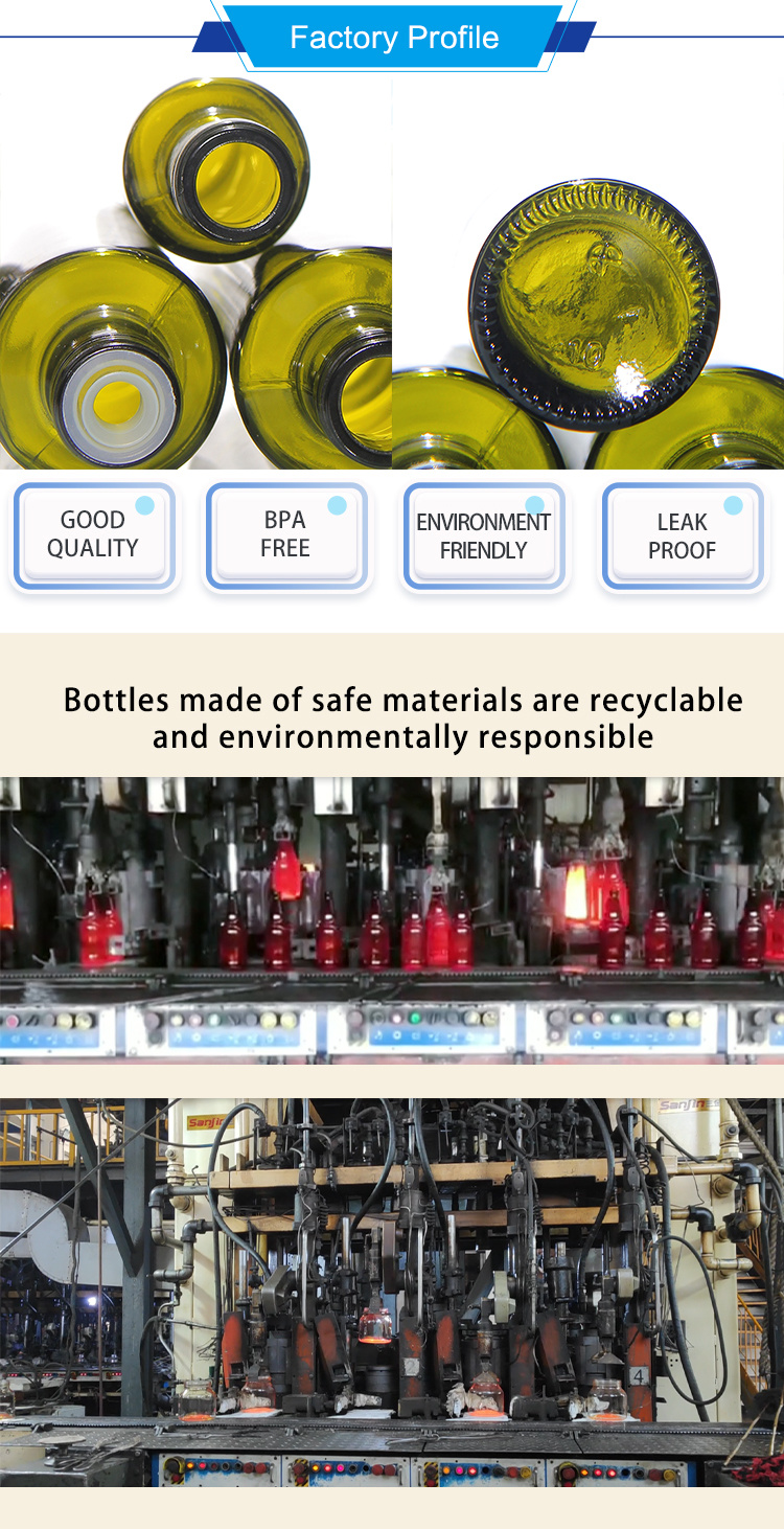 Top Quality 750ml Transparent Green Empty Olive Oil Bottle for Party