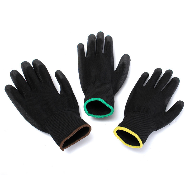 Industrial Black PU Coated Gloves Nylon Builders Grip Palm Coating Hand Gloves