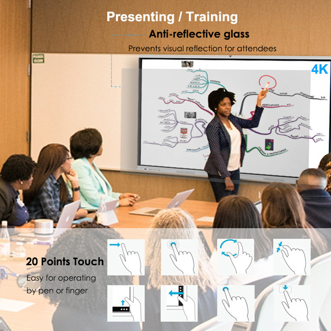 350cd/M2 86 Inch Interactive Display Digital Smart Whiteboard For Meeting