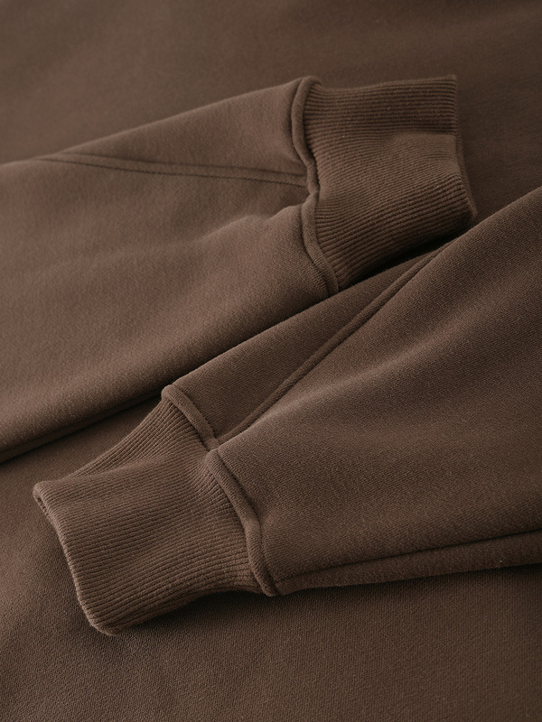 Thick French Terry Fleece Men'S Big Oversized Hoodie Drop Brown Grey Shoulder Hoodies Style Pullover