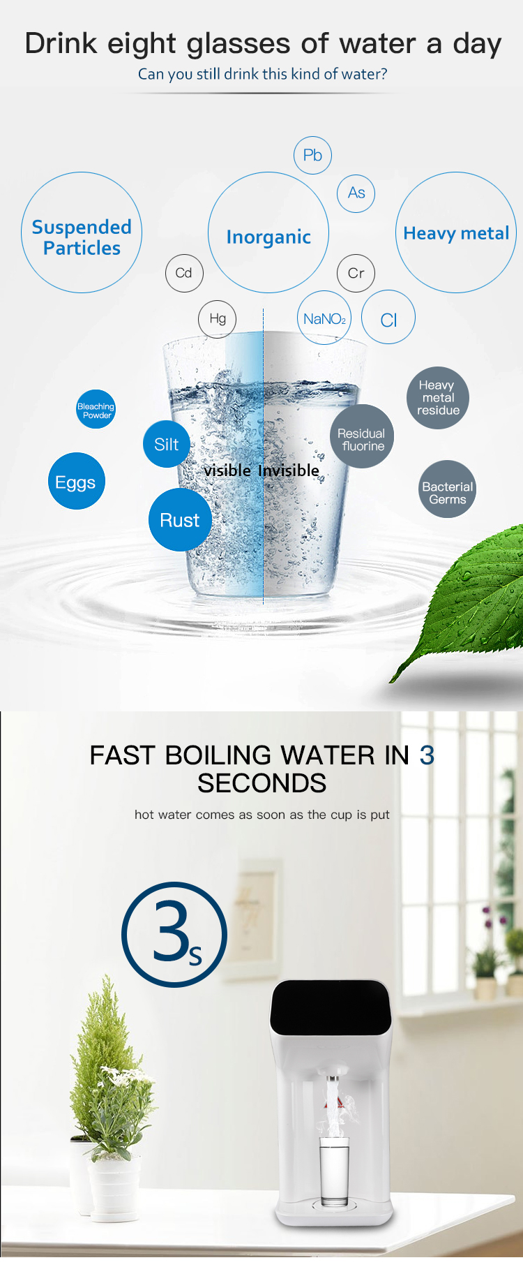 Electric 5L water tank Korean instant hot water dispenser touch screen reverse osmosis water dispenser