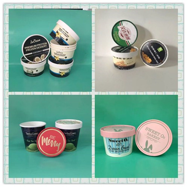 Disposable Custom Printed Ice Cream Cups , Paper Ice Cream Cups With Lids
